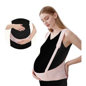 Maternity Belly Band Pregnancy Support Belt Adjustable Back & Abdomen Pink